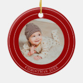 Aangepaste Baby Foto Keepsake Fireman Kerstboom Keramisch Ornament (Achterkant)