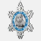 Aangepaste Baby-foto Snowflake kerstversiering Tin Sneeuwvlok Ornament (Rechts)