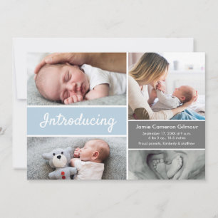 Aangepaste baby fotosamenstelling blauw wit modern
