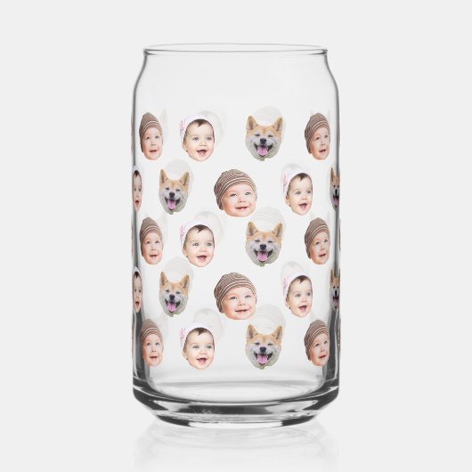 Aangepaste Baby Gezicht, Aangepaste Familie 3 Foto Blikvorm Glas (Links)