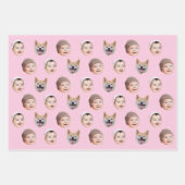 Aangepaste Baby Gezicht, Aangepaste Familie 3 Foto Inpakpapier Vel (Voorkant 2)