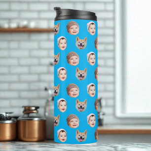 Aangepaste Baby gezicht, aangepaste familie 3 foto Thermosbeker