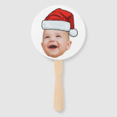Aangepaste Baby Gezicht Foto Santa Hat Kerstmis Handwaaier (Achterkant)