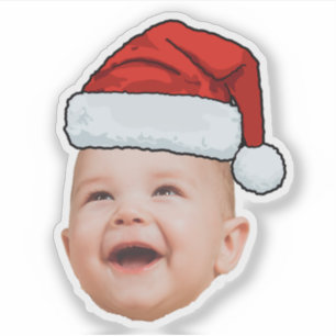 Aangepaste Baby Gezicht Foto Santa Hat Kerstmis Sticker