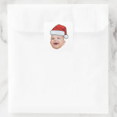 Aangepaste Baby Gezicht Foto Santa Hat Kerstmis Vierkante Sticker (Tas)