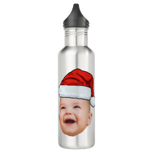 Aangepaste Baby Gezicht Foto Santa Hat Kerstmis Waterfles