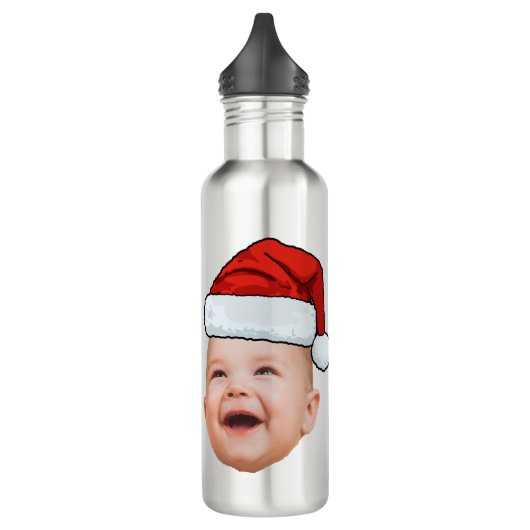 Aangepaste Baby Gezicht Foto Santa Hat Kerstmis Waterfles (Links)