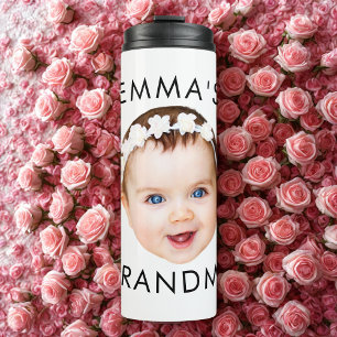Aangepaste Baby Gezicht Mama Oma Opa Verjaardag Thermosbeker