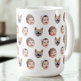 Aangepaste Baby Gezicht Mok, Aangepaste Familie 3 Koffiemok