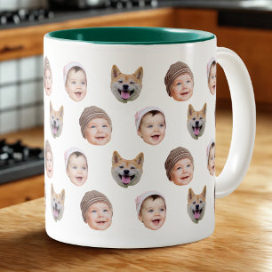 Aangepaste Baby Gezicht Mok, Aangepaste Familie 3 Tweekleurige Koffiemok