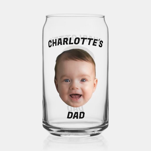Aangepaste Baby Gezicht Mok, Aangepaste Nieuwe Dad Blikvorm Glas (Achterkant)