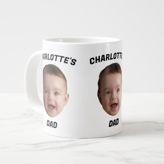 Aangepaste Baby Gezicht Mok, Aangepaste Nieuwe Dad Extra Grote Beker (Voorkant links)