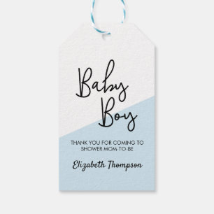 Aangepaste Baby Jongen Blauw Moderne Diagonale Bab Cadeaulabel