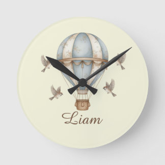 Aangepaste baby jongensnaam waterverf vintage warm ronde klok