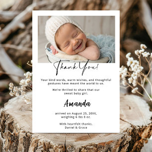 Aangepaste Baby Meisje Dank U Kaart met Foto