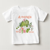 Aangepaste Baby Meisje Dinosaur DINO Mite T-shirt (Voorkant)