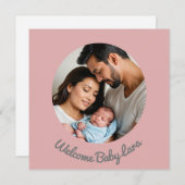 Aangepaste Baby Meisje Roze, welkomstaankondiging Kaart (Voorkant / Achterkant)