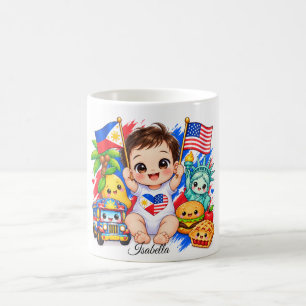 Aangepaste baby mok met Filipijns-Amerikaanse erfg