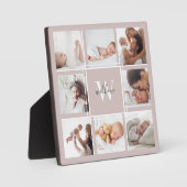 Aangepaste Baby-naam en monogram fotocollage Blush Fotoplaat (Voorkant)