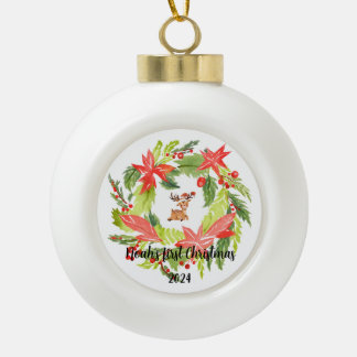 Aangepaste baby naam keramische kerst ornament