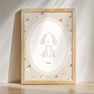Aangepaste baby naam kinderkamer - Cute hond poste Poster