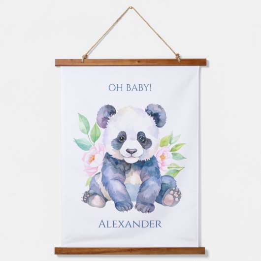 Aangepaste Baby Panda Hangend Wandkleed (Voorkant)