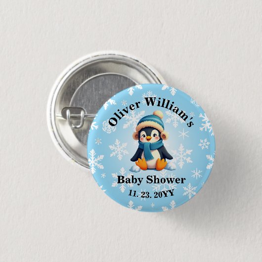 Aangepaste Baby Penguin Baby shower Button (Voorkant /achterkant)