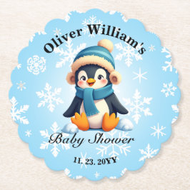 Aangepaste Baby Penguin Baby shower Papieren Onder Kartonnen Onderzetters