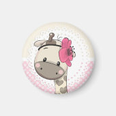 Aangepaste Baby roze Giraffe Magnet Magneet (Voorkant)