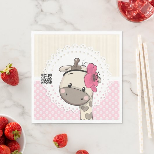 Aangepaste Baby roze Giraffe Papier servetten (Insitu)
