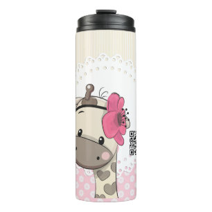 Aangepaste Baby roze Giraffe pijler Thermosbeker