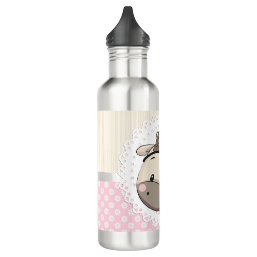 Aangepaste Baby roze Giraffe Pijlstaal Waterfles (Links)