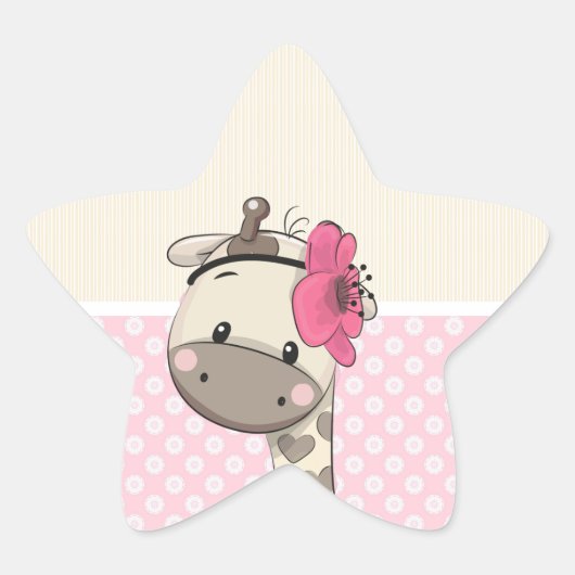 Aangepaste Baby roze Giraffe Star-Stickers Ster Sticker (Voorkant)