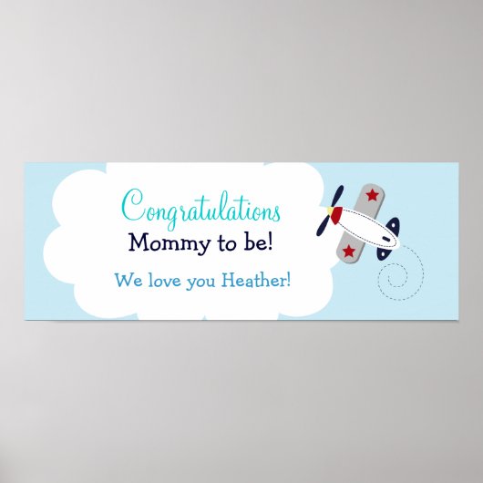 Aangepaste Baby shower banner voor vliegtuigvliegt Poster (Voorkant)