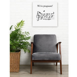 Aangepaste baby shower-muziek vogelnotities aanden canvas afdruk