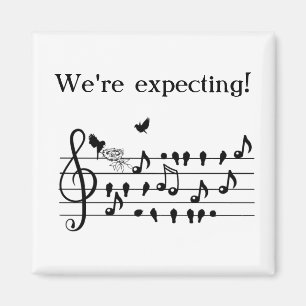 Aangepaste baby shower-muziek vogelnotities aanden magneet