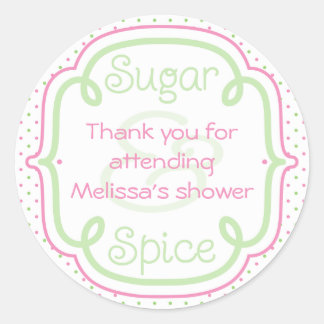 Aangepaste Baby shower voor suiker en specerijen Ronde Sticker