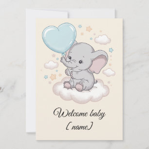 Aangepaste baby shower wenskaart Cute Olifant Kaart