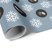 Aangepaste Baby Sonogram Blue Snowflake Holiday Cadeaupapier (Rol Hoek)