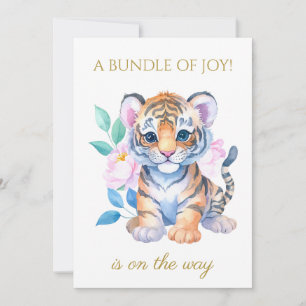 Aangepaste Baby Tijger met bloemetjes Baby shower Kaart
