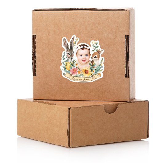 Aangepaste Baby Verjaardag Sticker Party Favor Woo