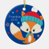 Aangepaste Baby Woodlands Fox Kerstmis Keramisch Ornament (Voorkant)