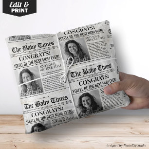 Aangepaste Baby Zwangerschap Onthullen Krant Gift Cadeaupapier