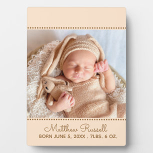 Aangepaste babyfoto geboorte statistieken fotoplaat
