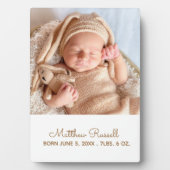 Aangepaste babyfoto met geboortestatistieken fotoplaat (voorkant)