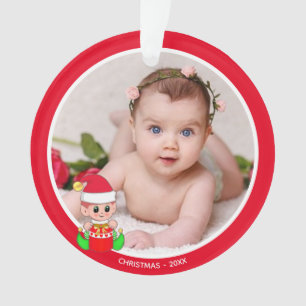 Aangepaste babyfoto met Kerstmis Elf Ornament