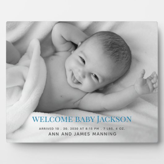 Aangepaste babyfoto-tafelplaque met standaard fotoplaat (Voorkant)