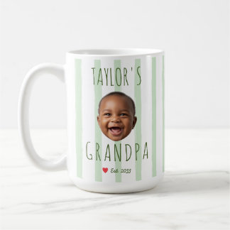 Aangepaste babygezicht Opa Foto Groene Strepen Opg Koffiemok