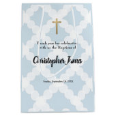 Aangepaste babyjongen baptisme Blue Gold Cross Medium Cadeauzakje (Voorkant)