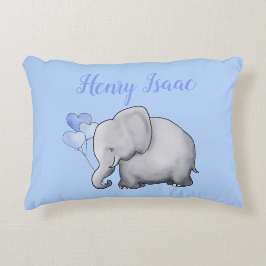 Aangepaste babyjongen Elephant Nursery Decoratief Kussen (Voorkant)